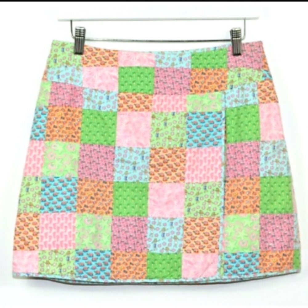 💐 Vineyard Vines 10th Anniversary Patchwork Wrap Mini Skirt EUC - Picture 5 of 13